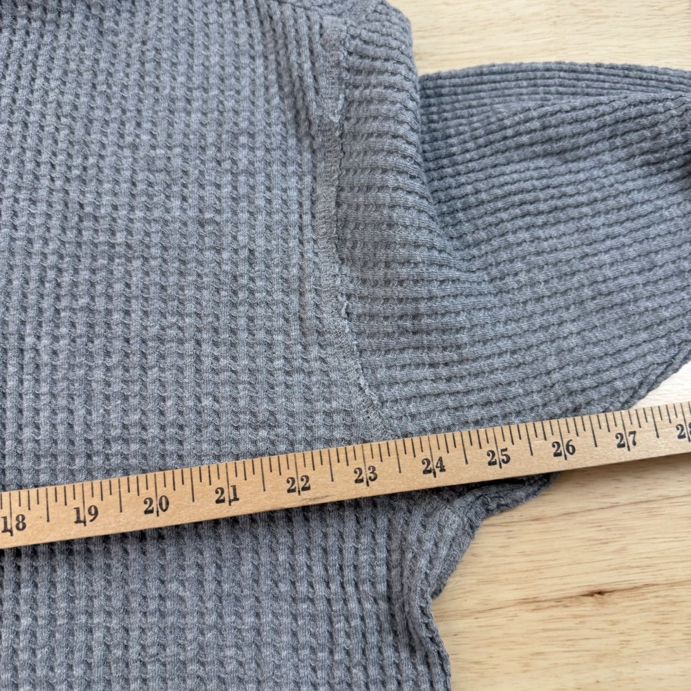 OFFLINE by Aerie Sweater Womens M Gray Waffle Knit Hooded Hi-Low Hem Thumbholes - Picture 12 of 13